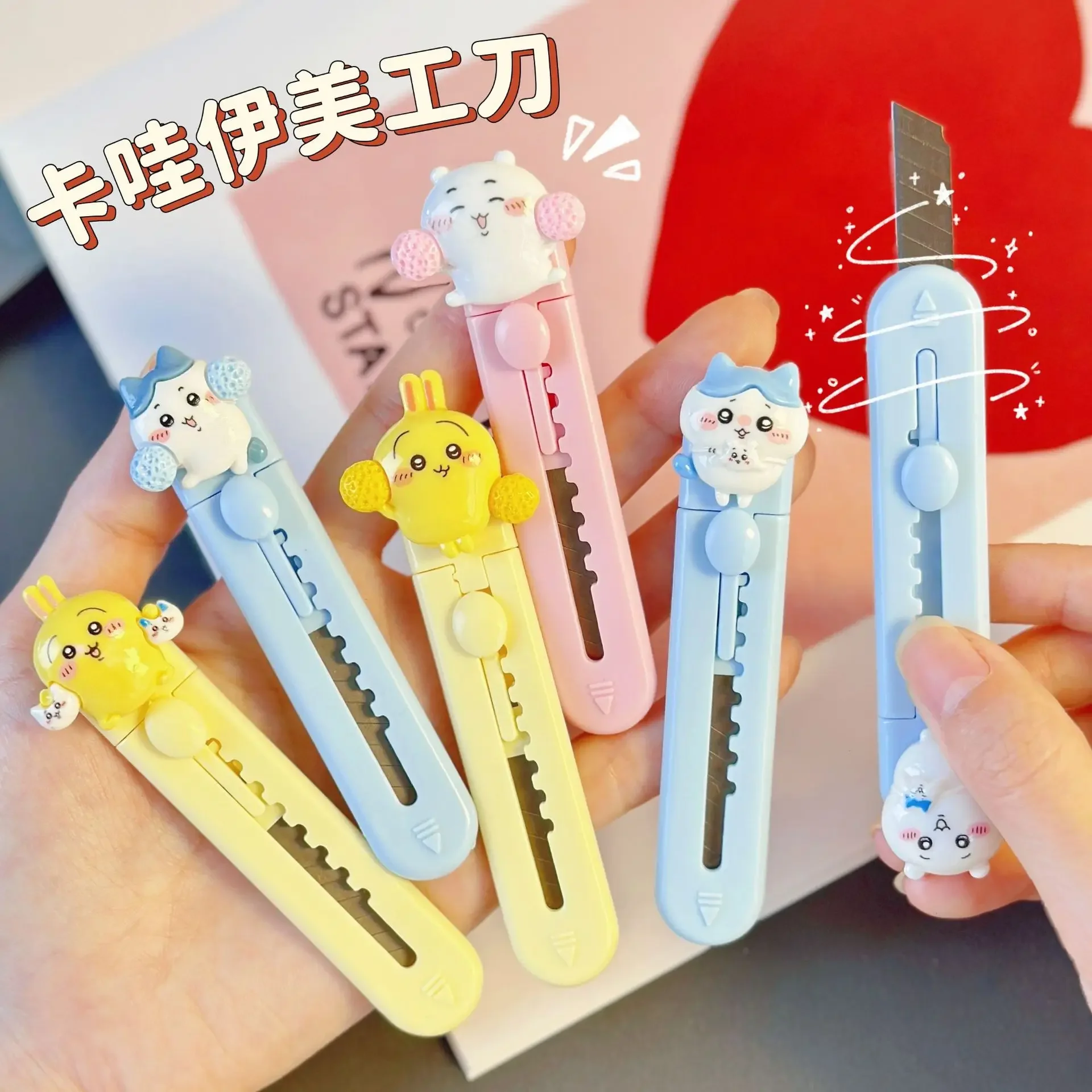 

Chiikawa Cartoon Mini Telescopic Utility Knife Portable Small Unboxing Knife Carrying Cutting Envelope Opening Express Bag