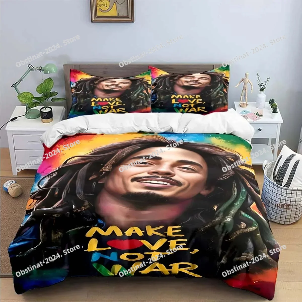 

New Singer R-Reggae Bob Marley Pattern Bedding Sets Bed Supplies Set Duvet Cover Comforter Set Bedding Set Luxury Birthday Gift