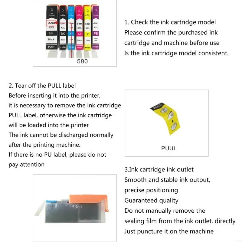CORA Multicolor Cartridges for TS8150 TS8152 TS8250, Intelligent Chip