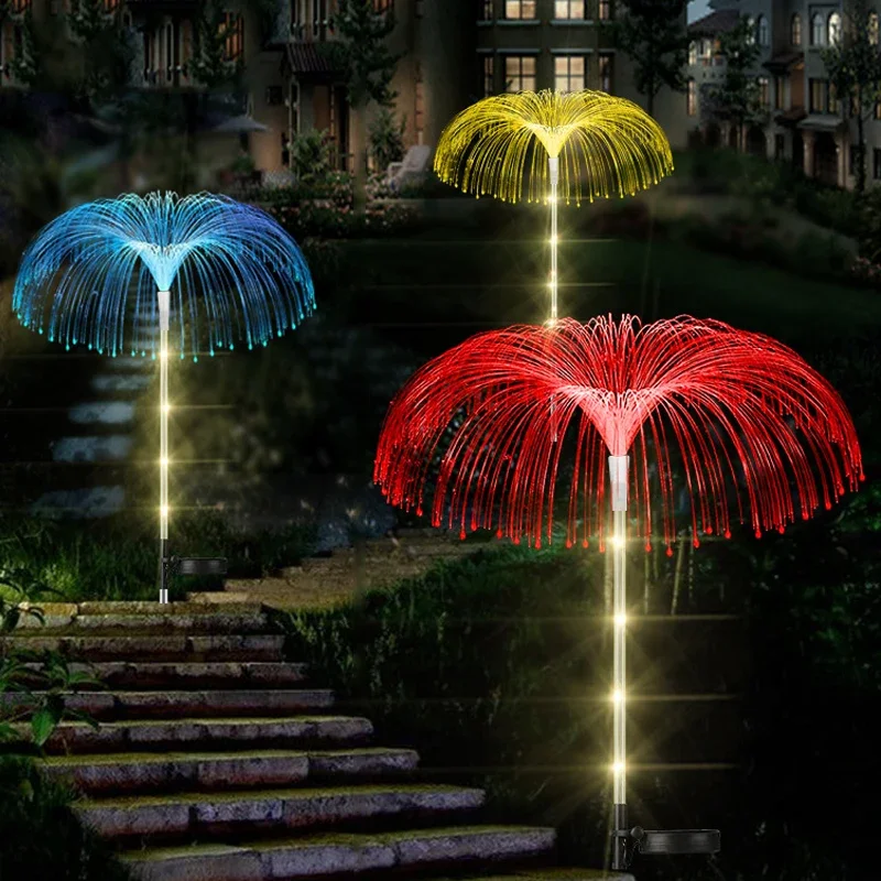 Solar Jellyfish Lights Colorful Fiber Optic Lights Solar Garden Lamp Waterproof Outdoor Courtyard Landscape Lamp