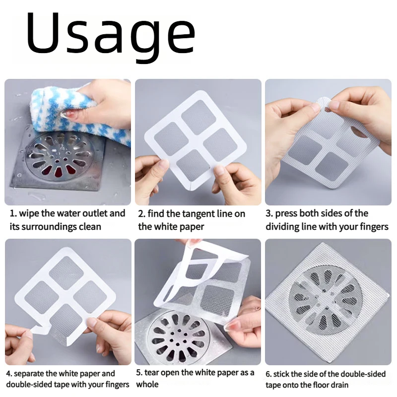 Insect-Proof Self-Adhesive Floor Drain Sticker Anti-Blocking Kitchen Bathroom Hair Filter Mesh Net for Sewer