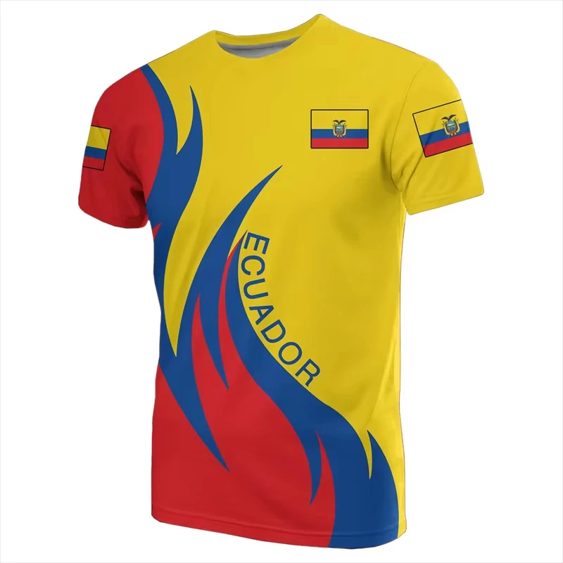 Ecuador Flag 3D Printed T-Shirt For Men Women Kids Crew Neck Short Sleeve Casual Loose Summer Street Sportswear Tops Tees