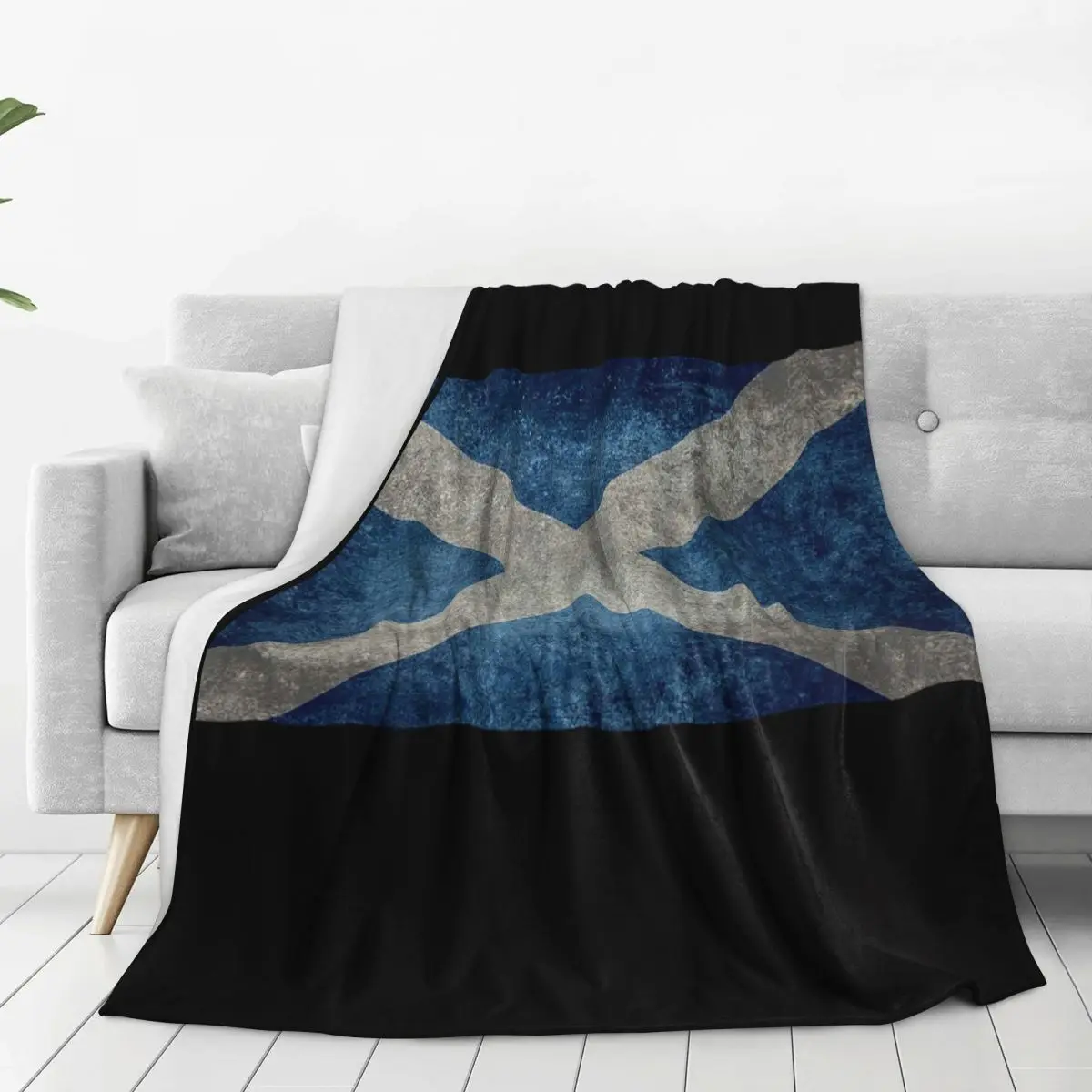 Flag Of Scotland - Grungy Vintage Version Blankets Flannel Warm Sofa Throw Blankets For Home Bedroom Office Throws Bedspread