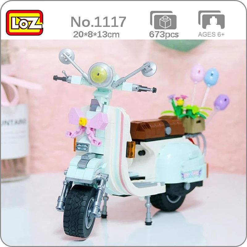 

LOZ 1117 Tiffany Green Battery Cars Two Wheels Bicycle Electric Vehicle Bikes Gifts Model Mini Blocks Bricks Building Toy No Box