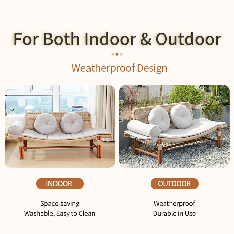 Weatherproof Durable Outdoor Garden Sofa Aluminum Alloy Frame Two Seat Modern Design Large Load-Bearing Capacity for Living Room