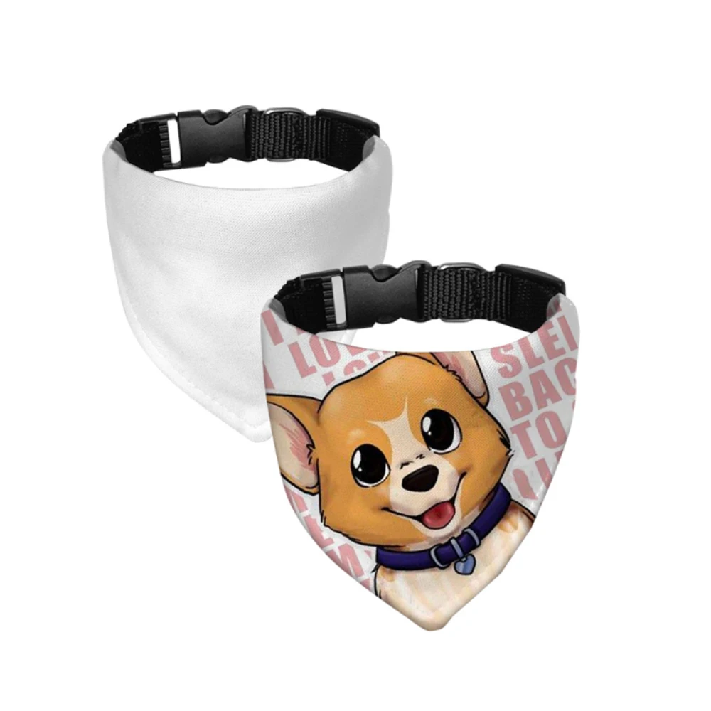 5pcs Pack Blank White Sublimation Polyester Pet Bandana With Collar