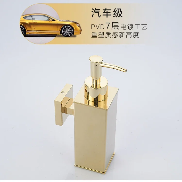 Golden Liquid Soap Dispenser Black Stainless Steel Hand Squeeze Wall-mounted Hotel Bathroom Kitchen Square 100ml Soap Dispenser
