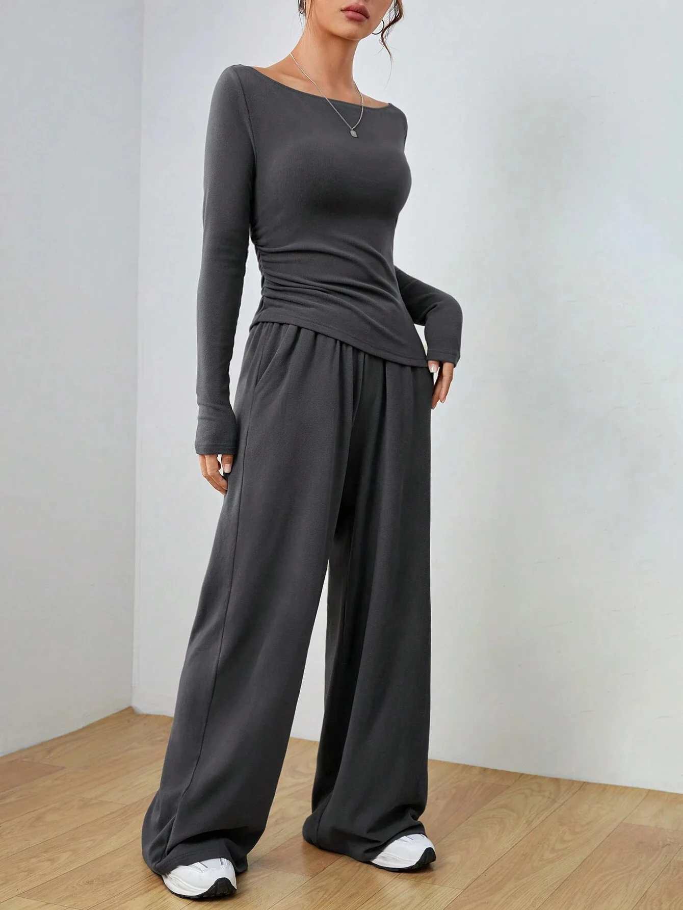 

Women's Two-piece Suit Spring Fall Casual Slim Long Sleeve Flare Wide-leg Trousers Tracksuit Sets Streetwear Women Outfit New