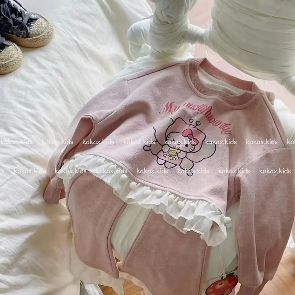 Abbigliamento per bambini Kawaii Anime Cartoon Kt Cat Kids primavera autunno dolce tuta a maniche lunghe felpa per il tempo libero tuta sportiva regalo