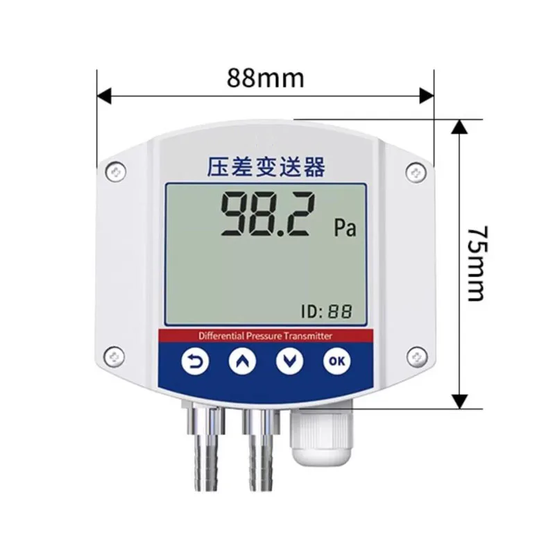 Micro Differential Pressure Transmitter RS485 0-1kPa for Air Wind Pressure Furnace Negative Pressure HVAC Duct Sensor