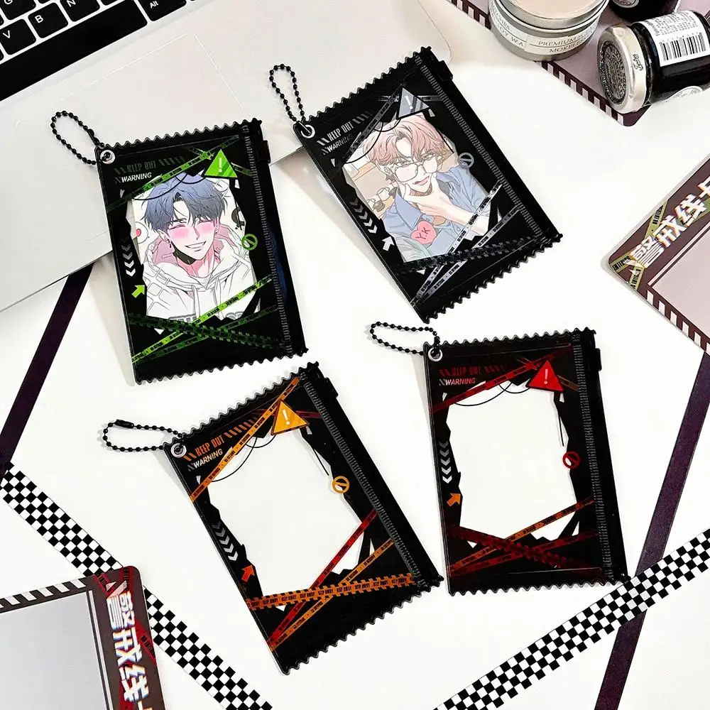 Candy Bag Kpop Card Sleeves Holder Storage Badge Holder 3 Inch Card Films Game Cards Protector Warning Line Zipper Card Sleeve