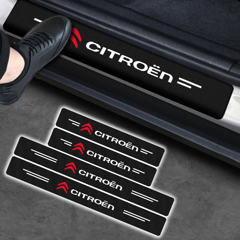 لوحة باب السيارة عتبة ألياف الكربون حامي ملصق تصفيف السيارة لسيتروين C1 C3 C4 جراند بيكاسو C4L C5 C6 C8 VTS Aircross