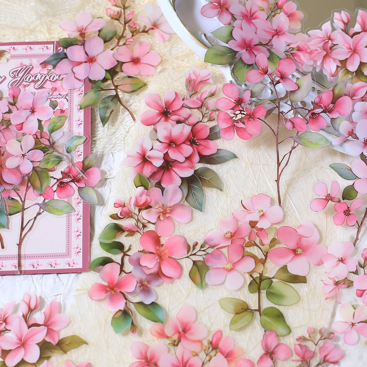 20pcs PET Floral Stickers Hand Account Collage PET Stickers for Scrapbooking Material Decor Album Junk Journal Diary Stickers image 5