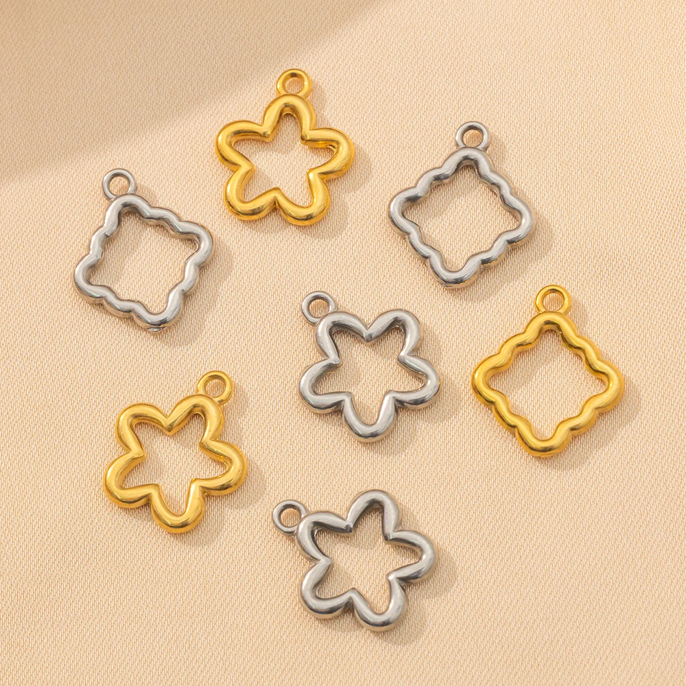 5 teile/los Edelstahl Unregelmäßige Lünette Charms Blume Anhänger Für DIY Ohrringe Halskette Schmuck Machen Liefert Teile Erkenntnisse