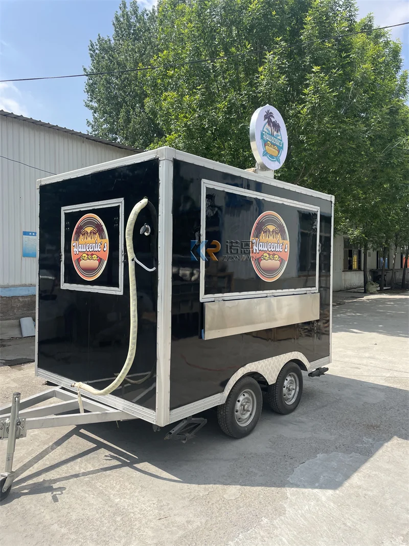 Remorque de nourriture de cuisine Mobile américaine 9,2 pieds, four à Pizza, chariots de nourriture et remorques de nourriture, Bar à café glacé entièrement équipé