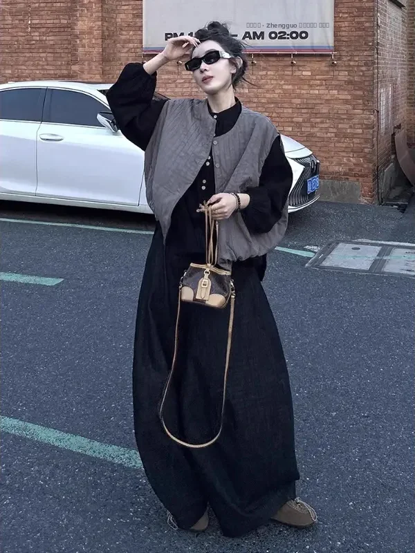 

Casual Layered Vest Wide Leg Pants Tee Piece Set Women's Autumn New Sle Age Reduction Slimming Ele Faionable Women'...