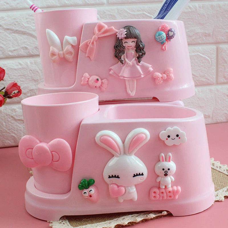 Hello Kitty Kuromi Toothbrush Holder  Home Bathroom Storage Box  Creative Toiletries Cup  Toothpaste and Toothbrush Holder