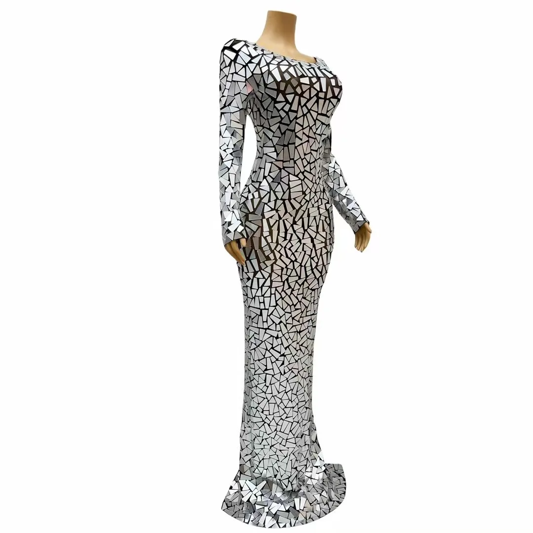 Silver Sequins Full wrap Club Birthday EveningDress Prom Bar Stage Show Gala Party BirthdaySpecial Ocassion Sexy costume  C265