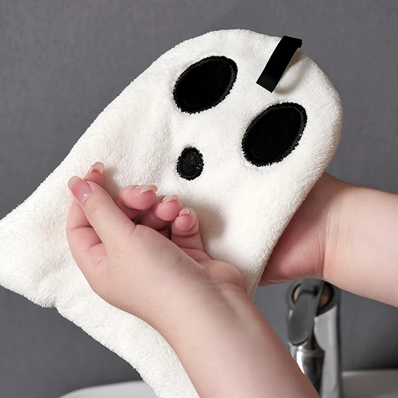 Cute Ghost Hand Towels Bathroom Microfiber Towel Extra Thick Coral Velvet Handkerchief Absorbent Towel Halloween Gifts