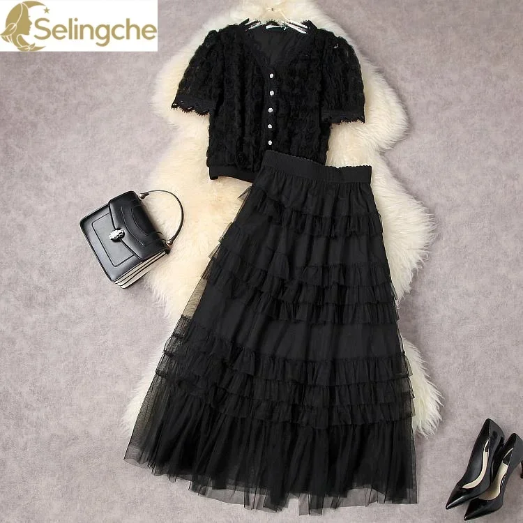 

2024 Women's Summer Popular Beautiful Perfect Match with Age Reducing Fragrance French Fried Street Cake Skirt