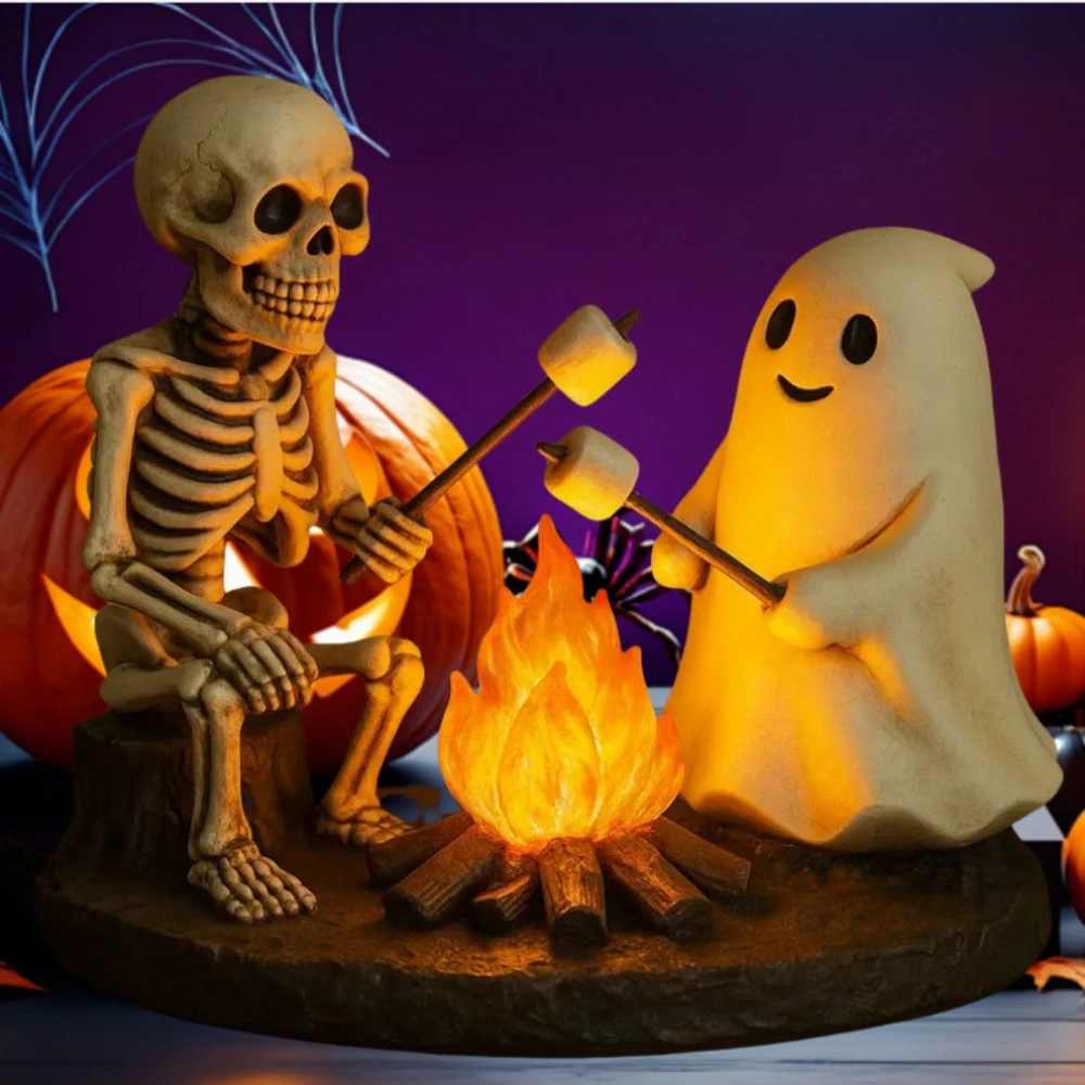 

1 Pcs Halloween Skeleton Ghost Decoration Halloween Skull Ghost Bonfire Decoration Night Light for Outdoor Gardens Room