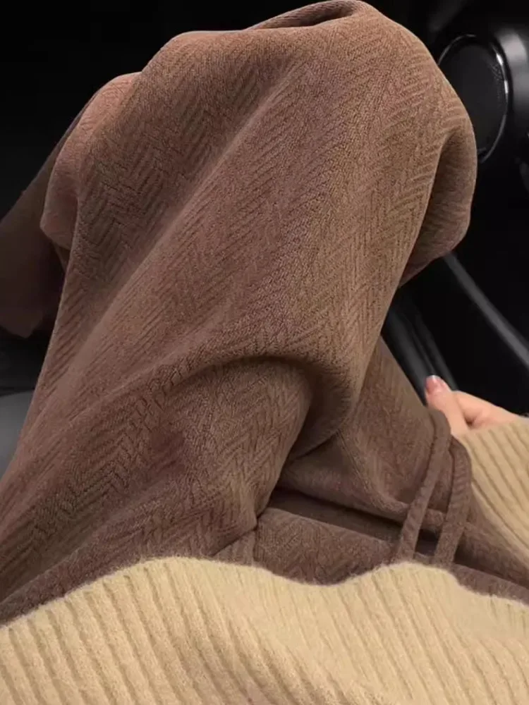 

Женские модные осенне-зимние брюки больших размеров с широкими штанинами, повседневные, с высокой талией, стройнящие, струящиеся, комфортные, свободного кроя