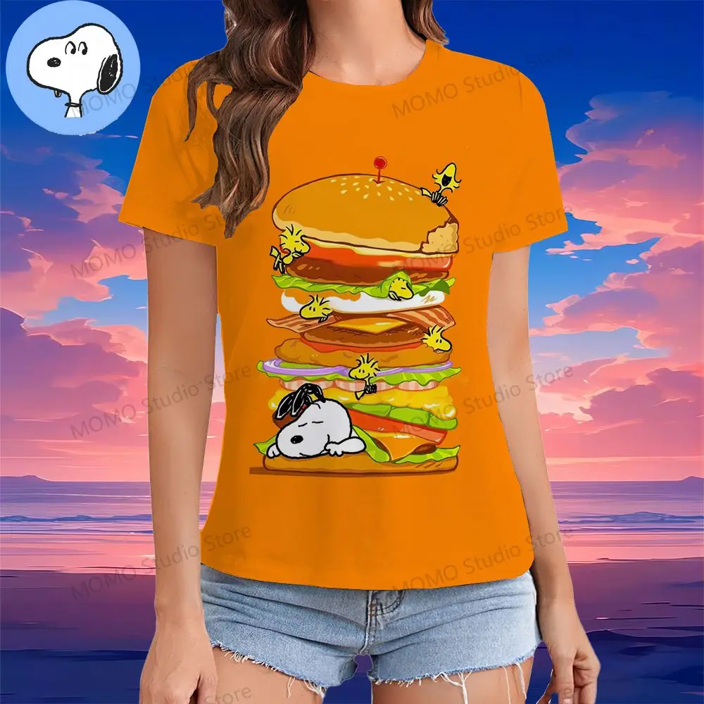 Anime Snoopy 3D Print 2024 Women\'s Clothes O-Neck Y2k Tshirt XS-3XL T-shirt Kawaii Casual Tops Summer Tees Short Sleeve Fashion