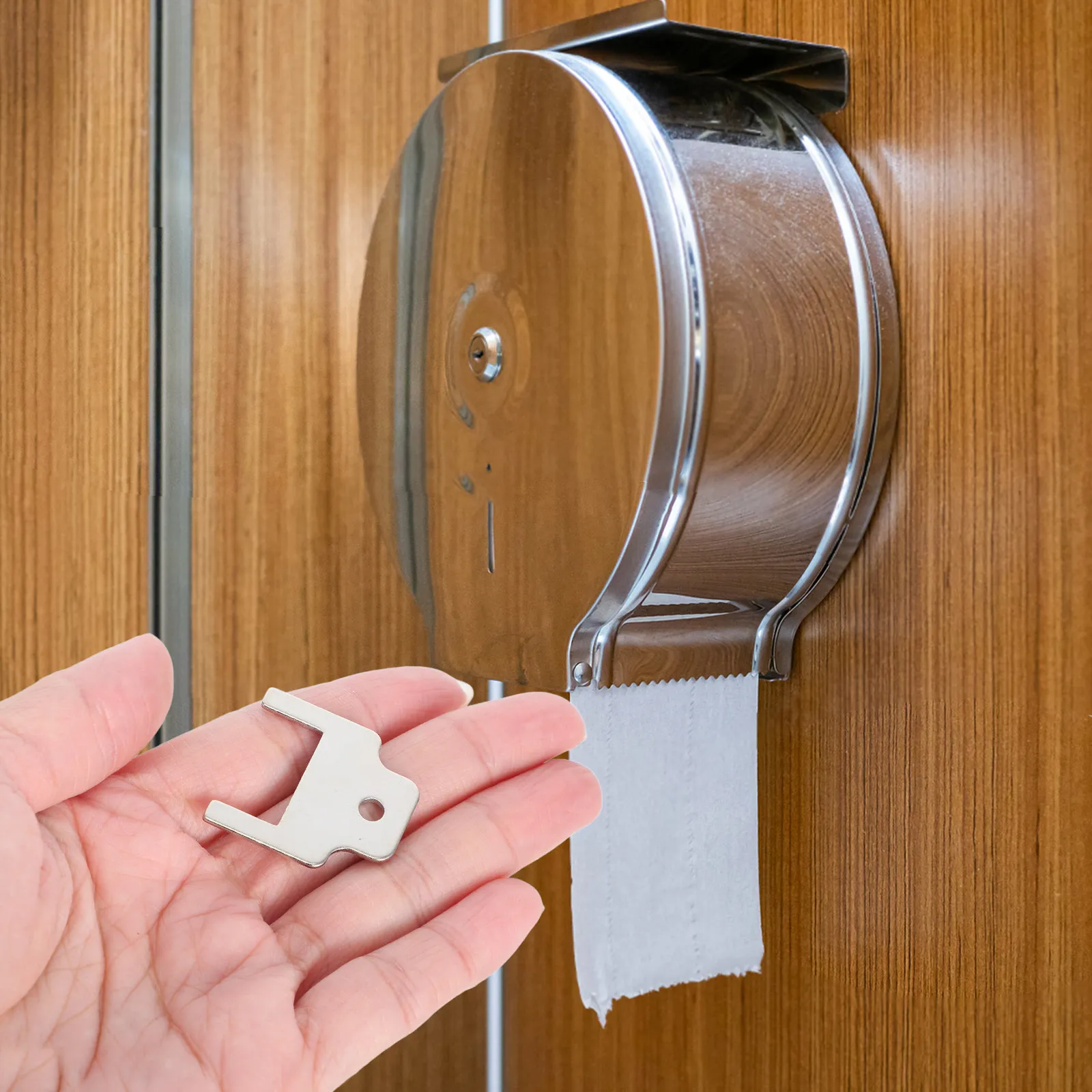 4Pcs Toilet Paper Dispenser Keys Portable Metal Toilet Tissue Box Opening Key for Public Restroom Maintenance Hand Towel Paper