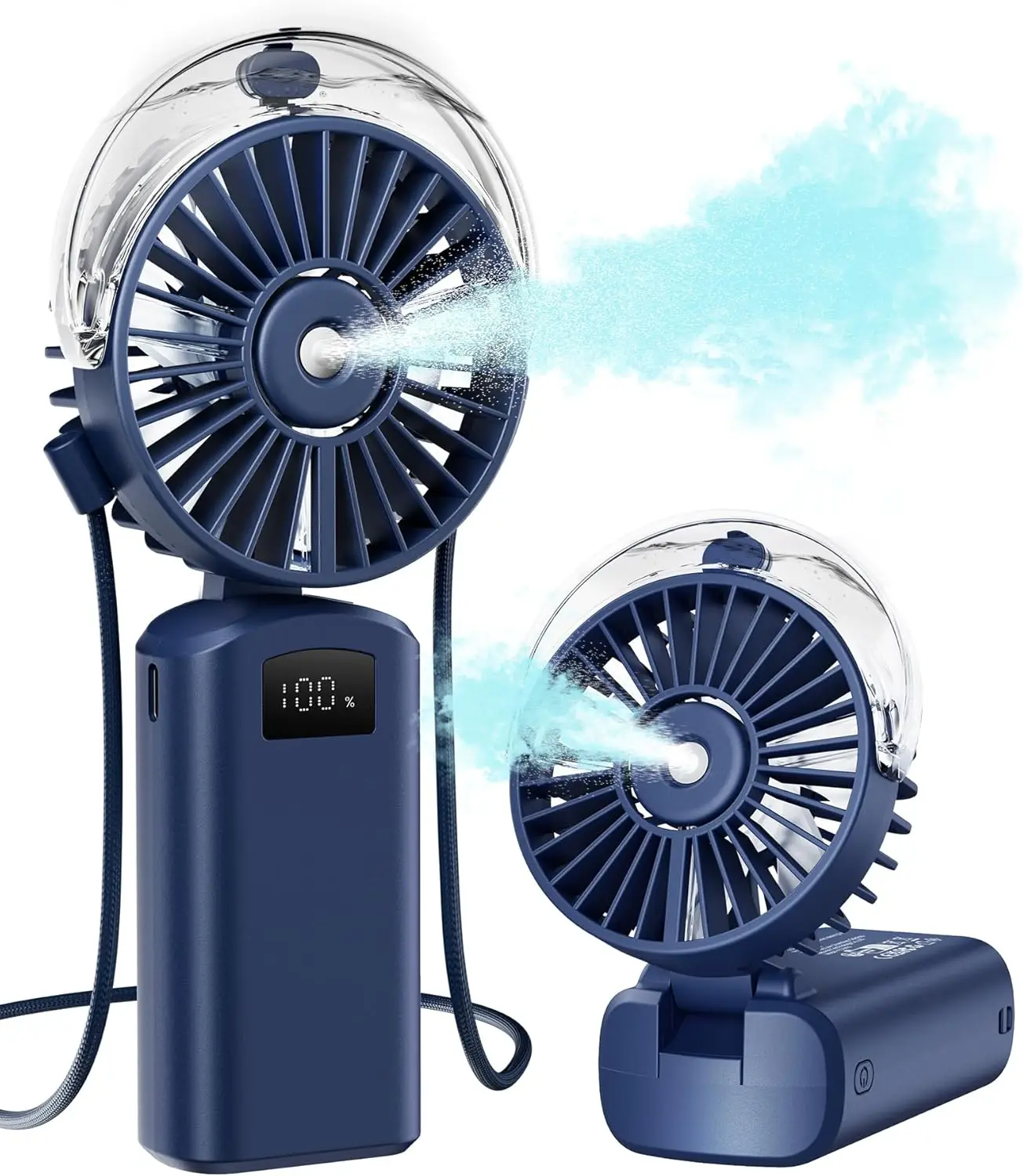 

Portable Misting Fan 180 Foldable 3 Speed USB Rechargeable Water Spray LED Display Personal Cooling for Travel Outdoor