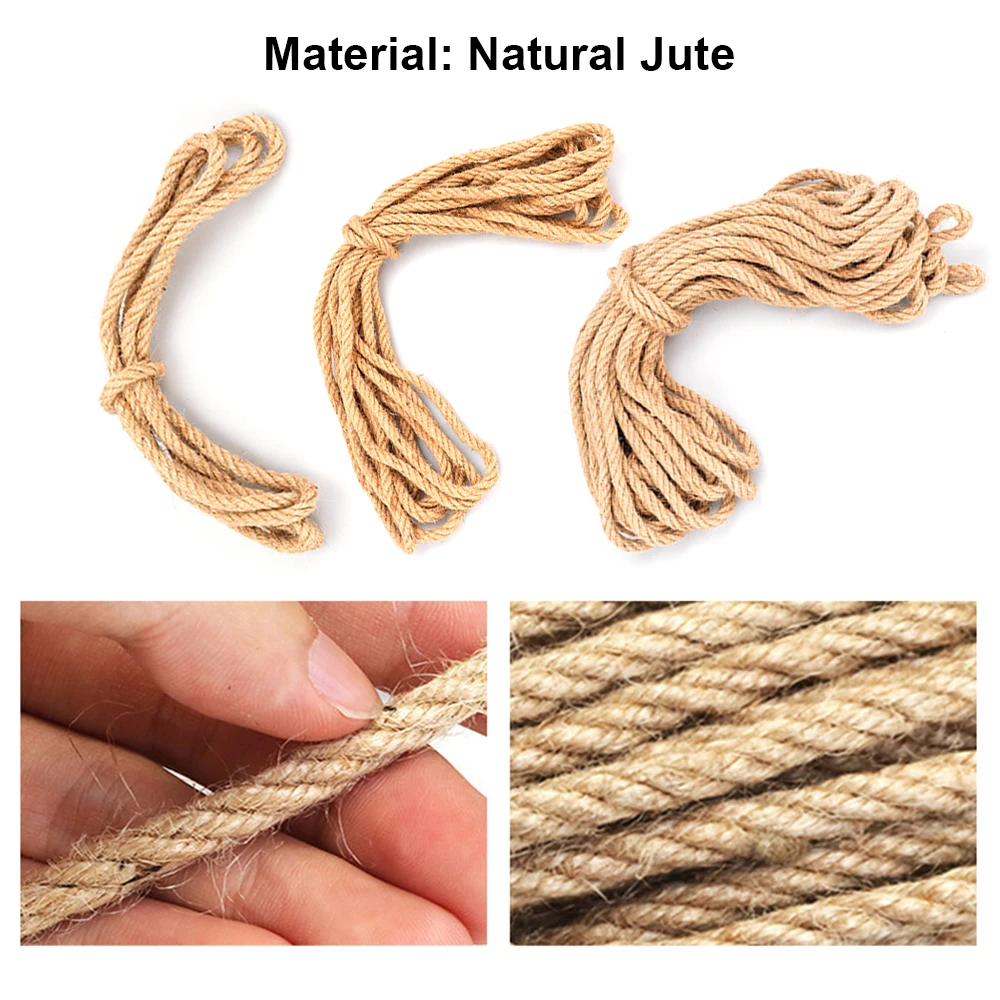 Natural Jute Rope Twine Rolls Hemp 6/8/10mm Twisted Cord String DIY Craft Handmade Decoration Pet Scratching Furniture Protector