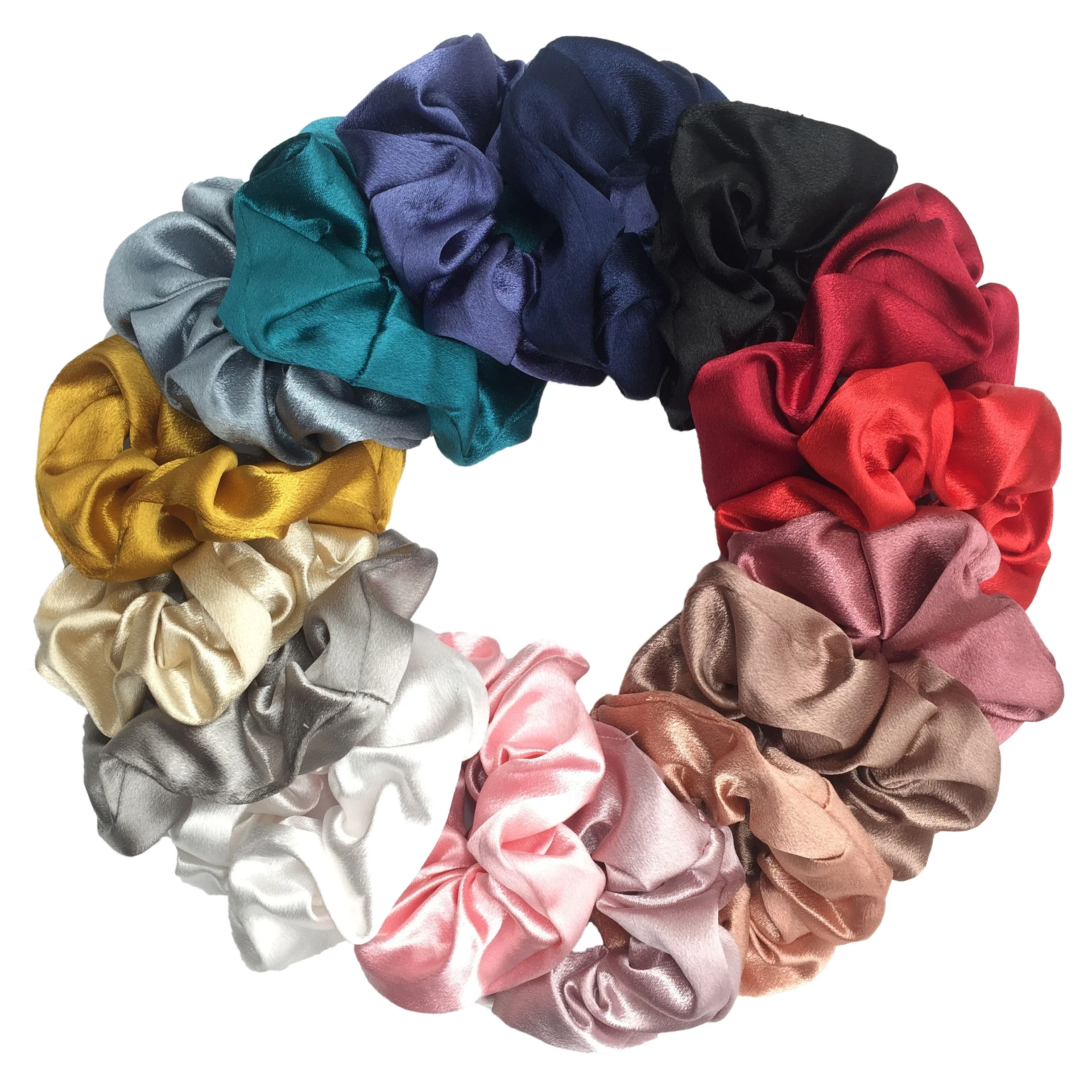 

5pcs/set Satin Large Scrunchie Solid Color Wide Edge Band Fashion Hair Tie Elastic Ponytail Accessories Headwear