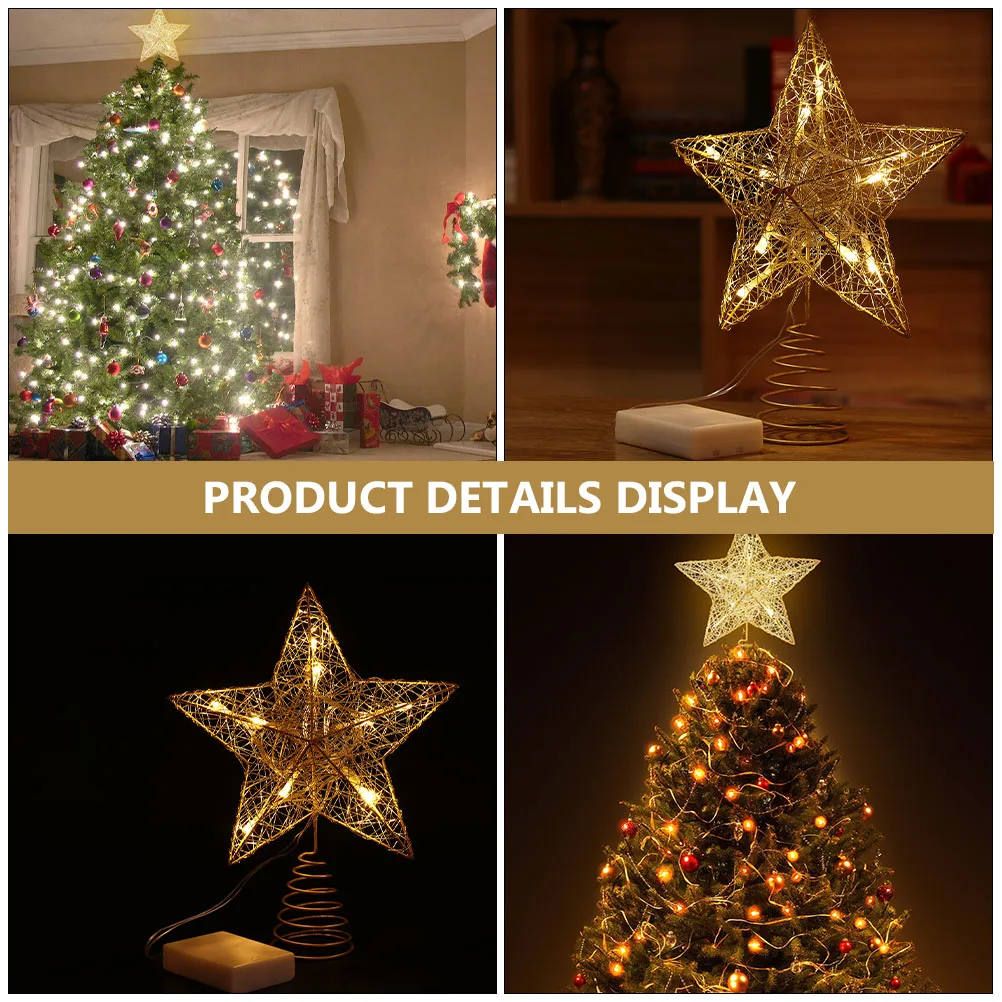 

1Pcs Christmas Tree Topper Star LED Illuminated Golden Treetop Decor Festive Christmas Adornment for Home Party Seasonal
