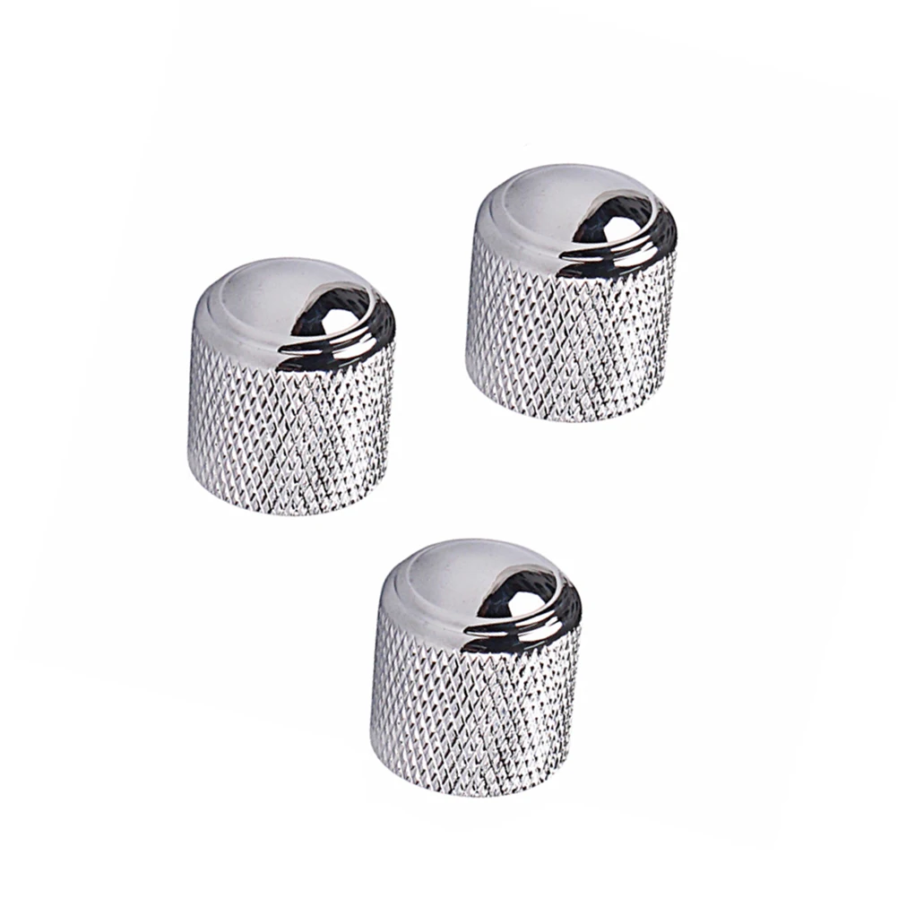 

3pcs Chrome Guitar Control Knobs Replacement For Bass Amp Volume Tone Dome Shaft Pots Durable Aluminum Alloy Guitar Parts