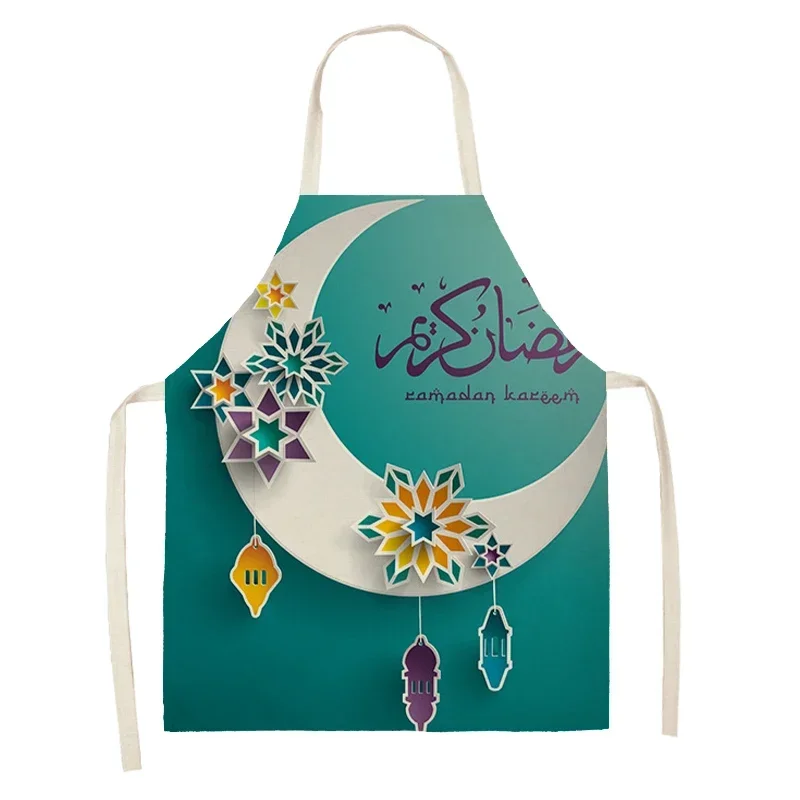 Muslim Ramadan Festival Kitchen Apron Linen Stain Resistant Home Cooking Baking Apron House Things for Home and Kitchen