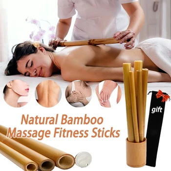 Maderoterapia ไม้ไผ่นวด guasha ไม้ไผ่ธรรมชาติแท่งชุดนวดไม้บำบัดป้องกันเซลลูไลท์ปวด Relief อุปกรณ์ขูด