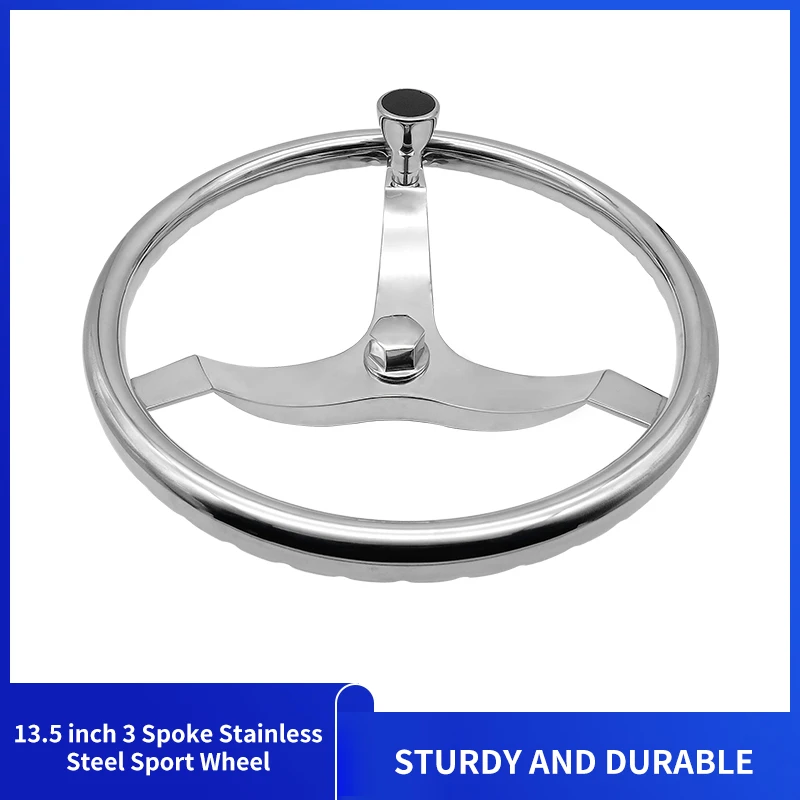 Alastin 13.5 Inch 3 Spoke Mirror Polished Steering Wheel 316 stainless steel Boat Yacht Steering Wheel Boat Accessories