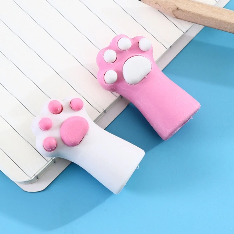 3 قطعة/الحزمة لطيف القط الصغير مخلب مخلب شكل قلم رصاص غطاء المطاط قلم رصاص محايات الكتابة الرسم تصحيح أدوات القرطاسية هدية