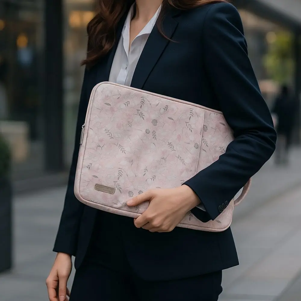 Message Bag Waterproof Laptop Bag Anti Fall Shockproof Briefcase with Pocket Flowers Notebook Sleeve Home