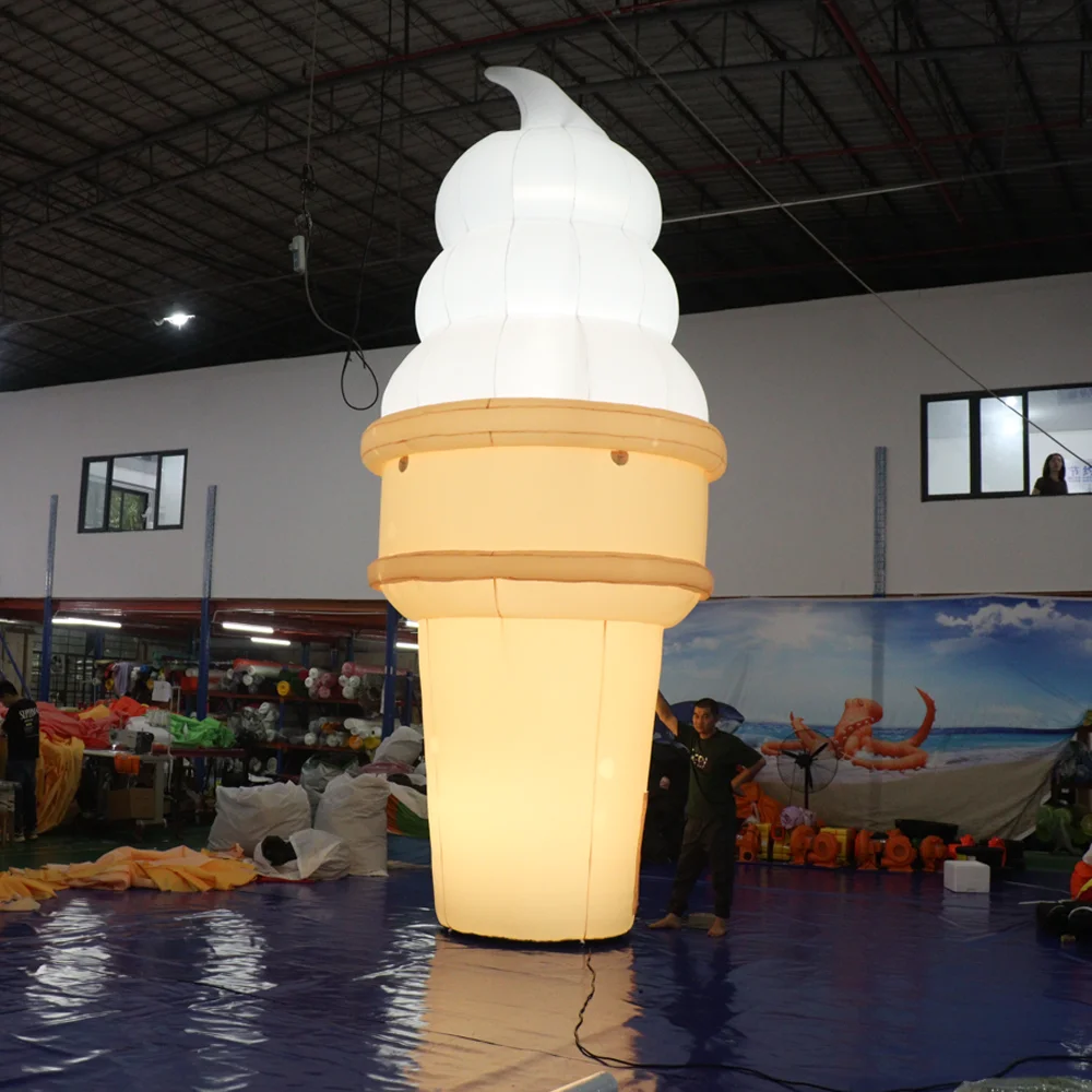 

3m-6m Giant Inflatable Ice Cream Cone With Led Lights For Advertising Promotional Inflatable Ice Cream Model