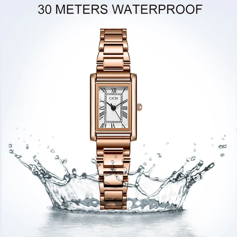 Women Quartz Watch Luxury Rectangle Square Classic Roman Numerals Dial Female Vintage Rose Gold Sliver Watches Ladies Wristwatch