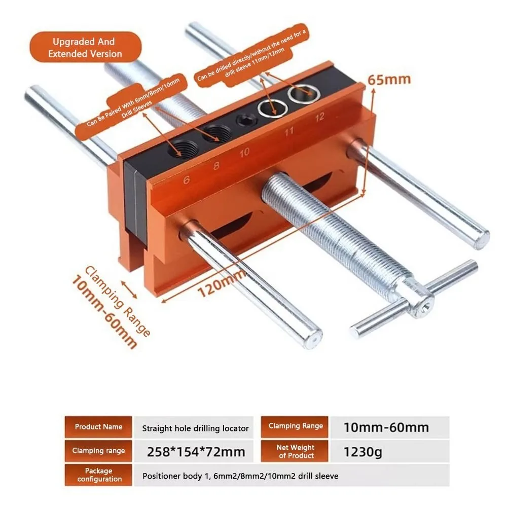 

Vertical Drill Locator Clamp Fixed Stable Clamping Woodworking Clamp Labor Saving Precision Align Hole Positioner