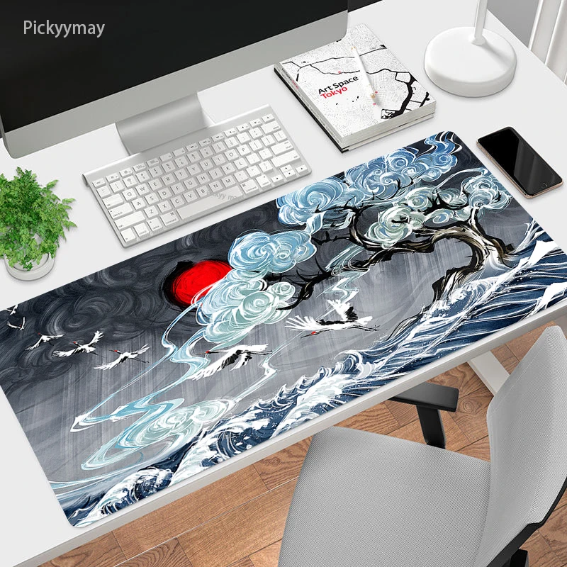 XXL Great Wave Off Mouse Pad Japanese Art Computer Gamer Locking Edge Mousepad Keyboard Office Deskmat Table Mats Non-slip Rug