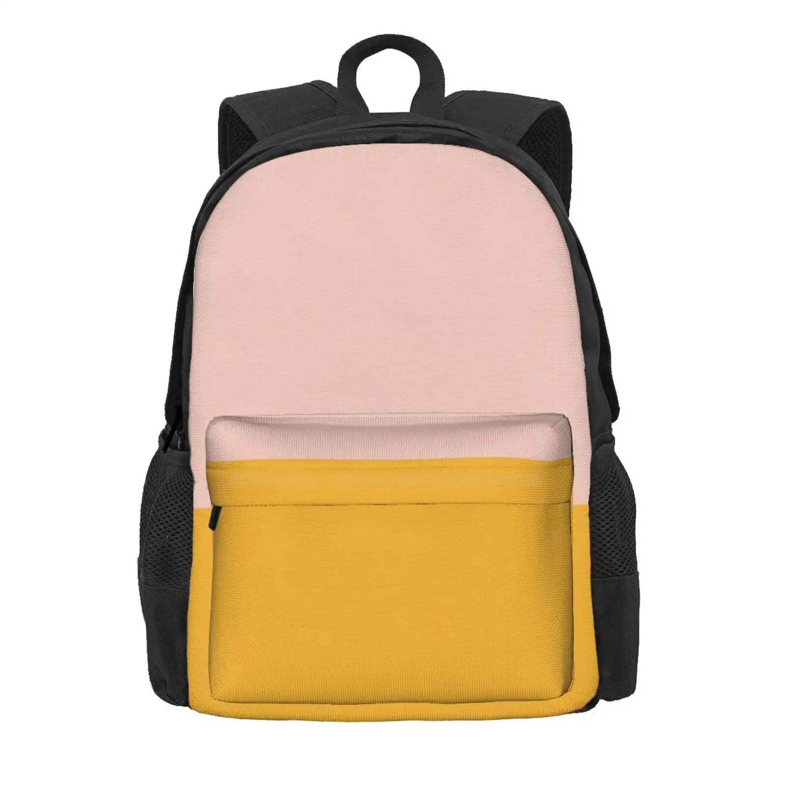 Blush Pink And Mustard Yellow Minimalist Color Block Hot Sale Schoolbag Backpack Fashion Bags Minimalist Color Block Blush Pink