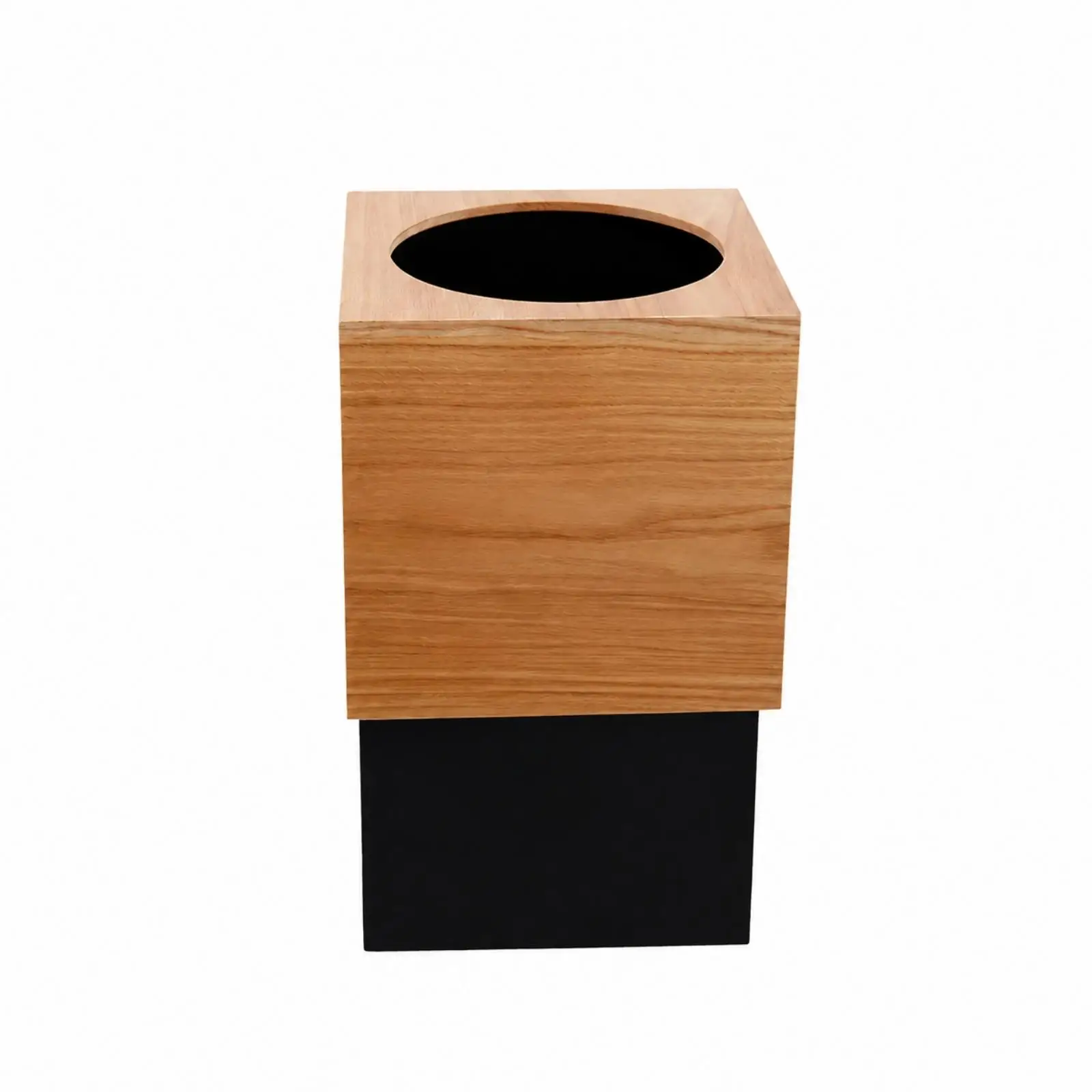 Compact Wood Finish Rubbish Bin 10L Double Layer Waste Basket for Home Kitchen Bedroom Stylish Storage