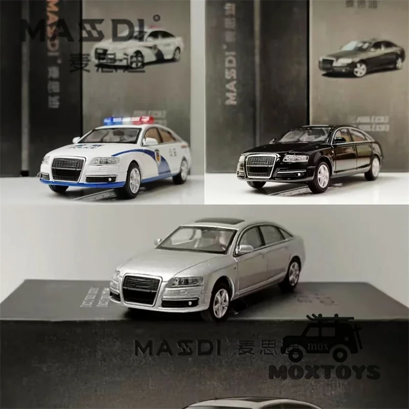 

MASDI 1:64 A6L C6 Black Silver Police Vehicle Diecast Model Car