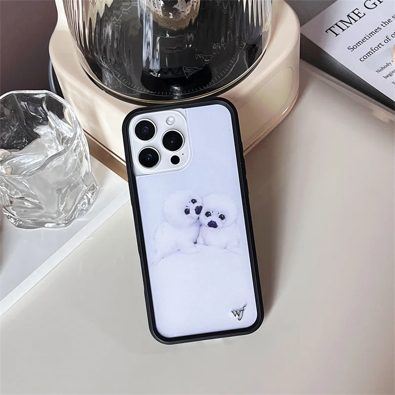 Wildflower 3D WF Metal Logo Anime Phone Case for iPhone 17 16 15 14 13 12 Pro Max Plus Lovely Dog Deer Camouflage Back Cover