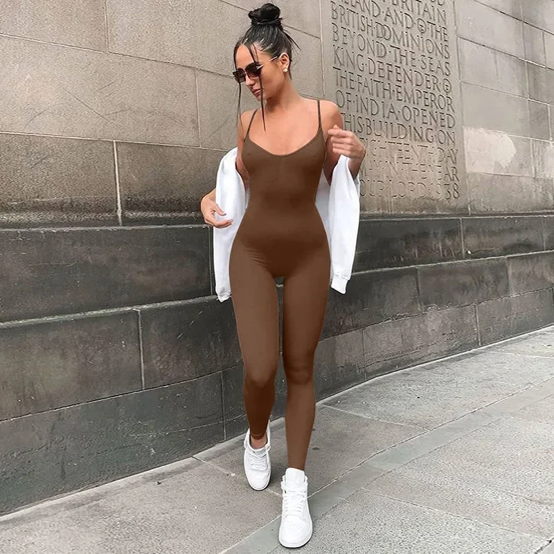 Strap Women Long Jumpsuit Bodycon Sexy Streetwear Fitness Sportswear 2020 Summer Clothes Lounge Wear Club Outfit Body