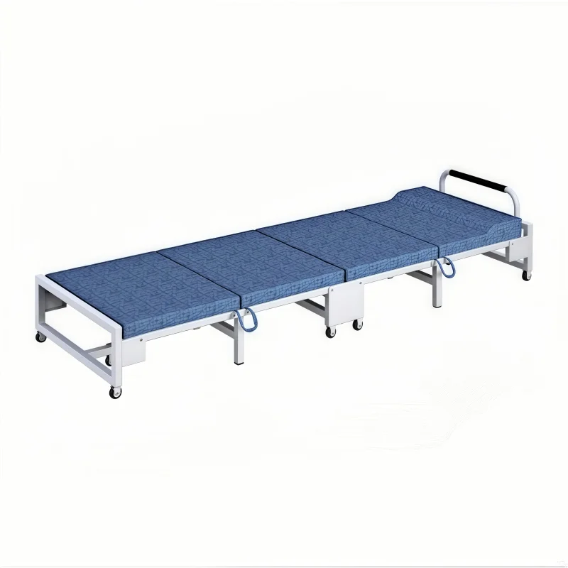

High Quality Office Single Foldable Lunch Break Bed Four-fold Office Sleeping Folding Bed Large Single Bed with Soft Mattress