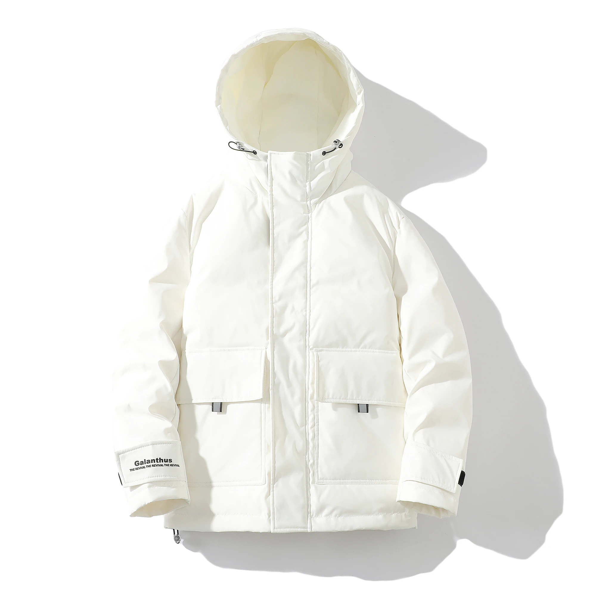 

Модная свободная мужская куртка с капюшоном, уличная одежда неоновых цветов, 90% полиэстер, белый пуховый наполнитель