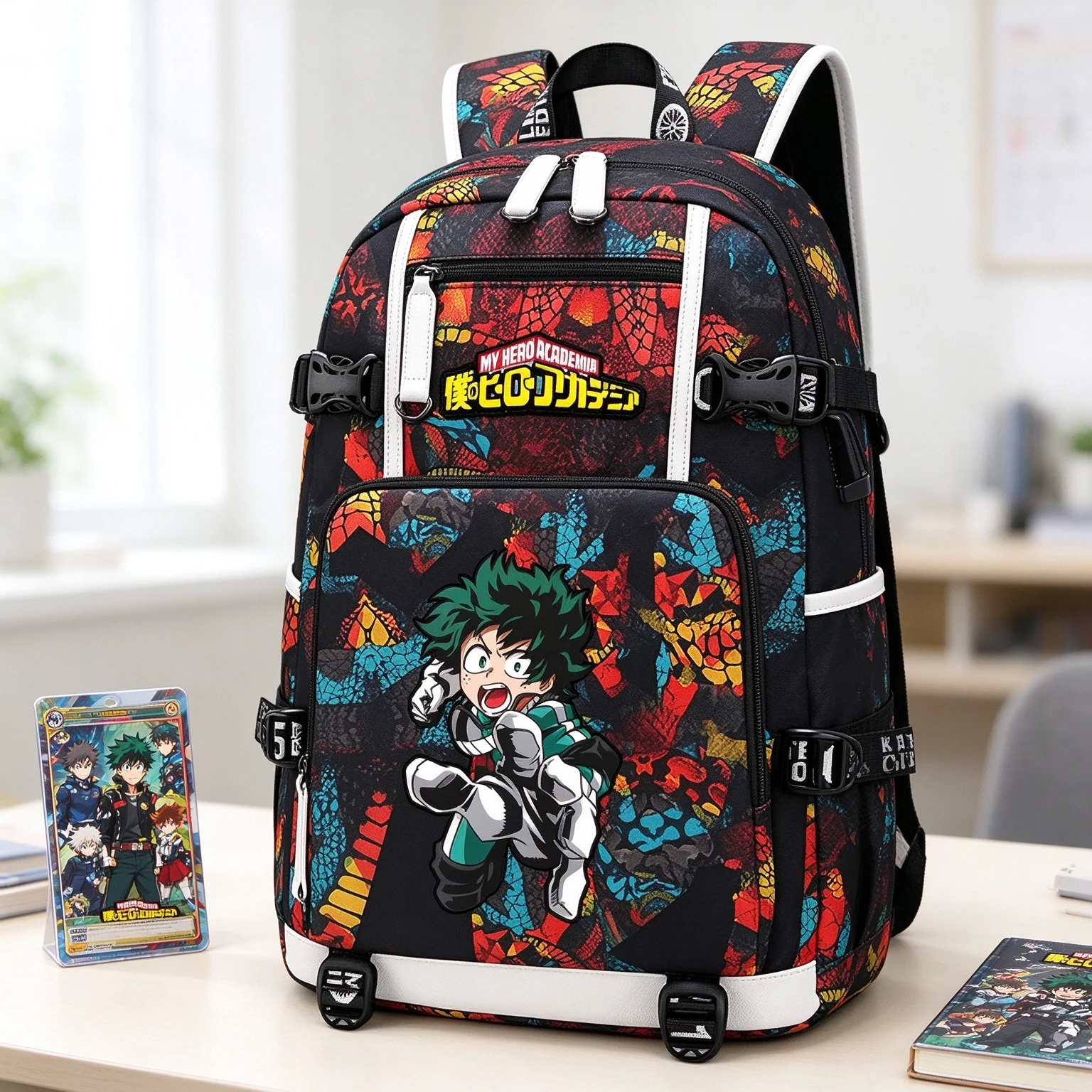 Large Capacity Bookbag Travel Bagpack MHA Waterproof Boys School Bags USB Charging Laptop Backpack Cosplay Oxford Daypack